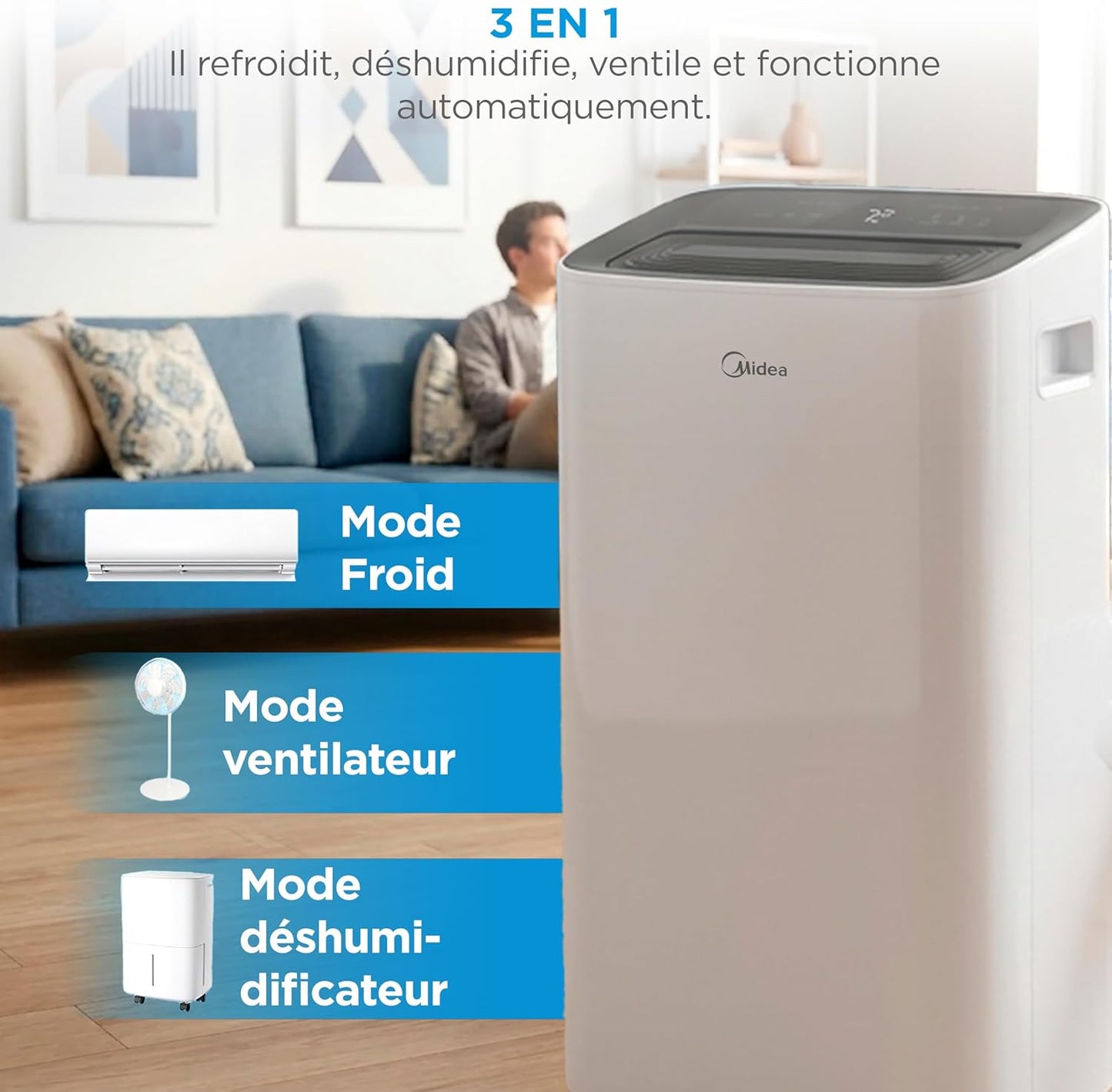 Climatiseur Mobile 3 en 1 avec App de Contrôle & Télécommande